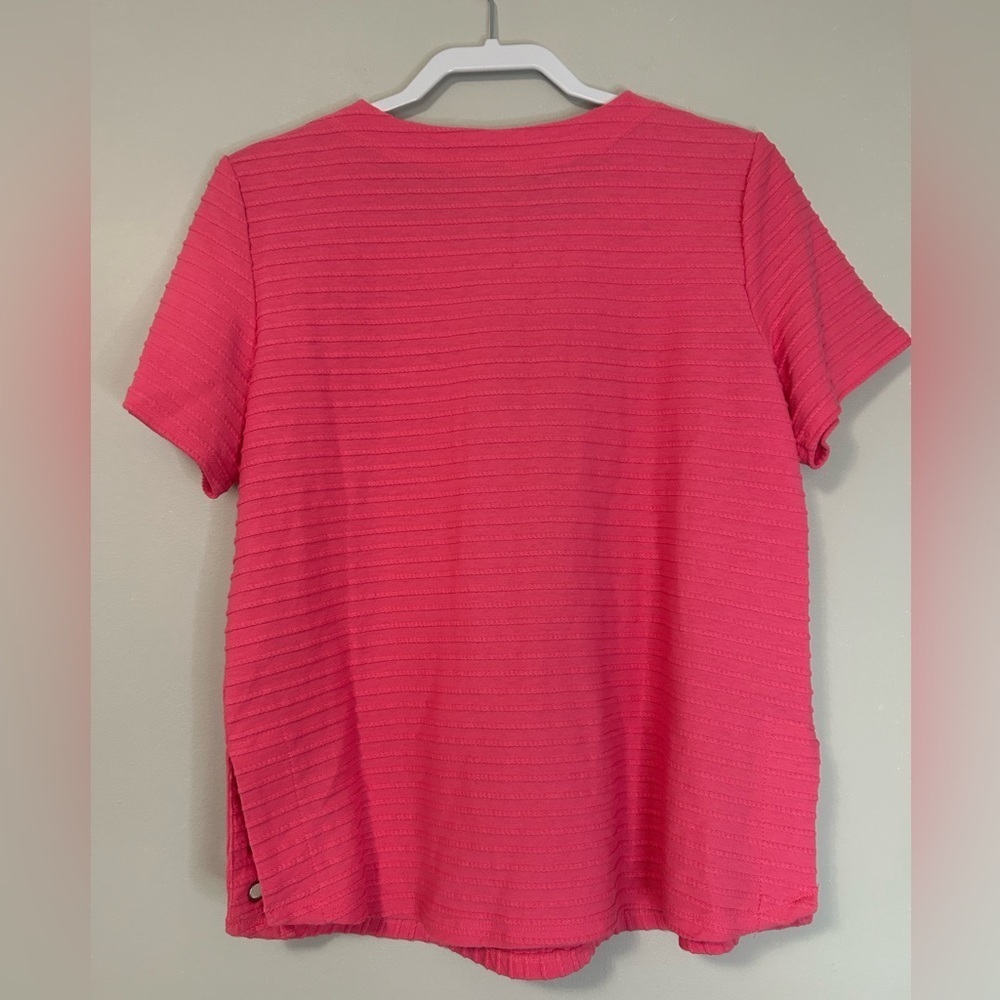 Alfred Dunner Pink Ribbed Short Sleeve T-Shirt, Size S - Picture 5 of 5